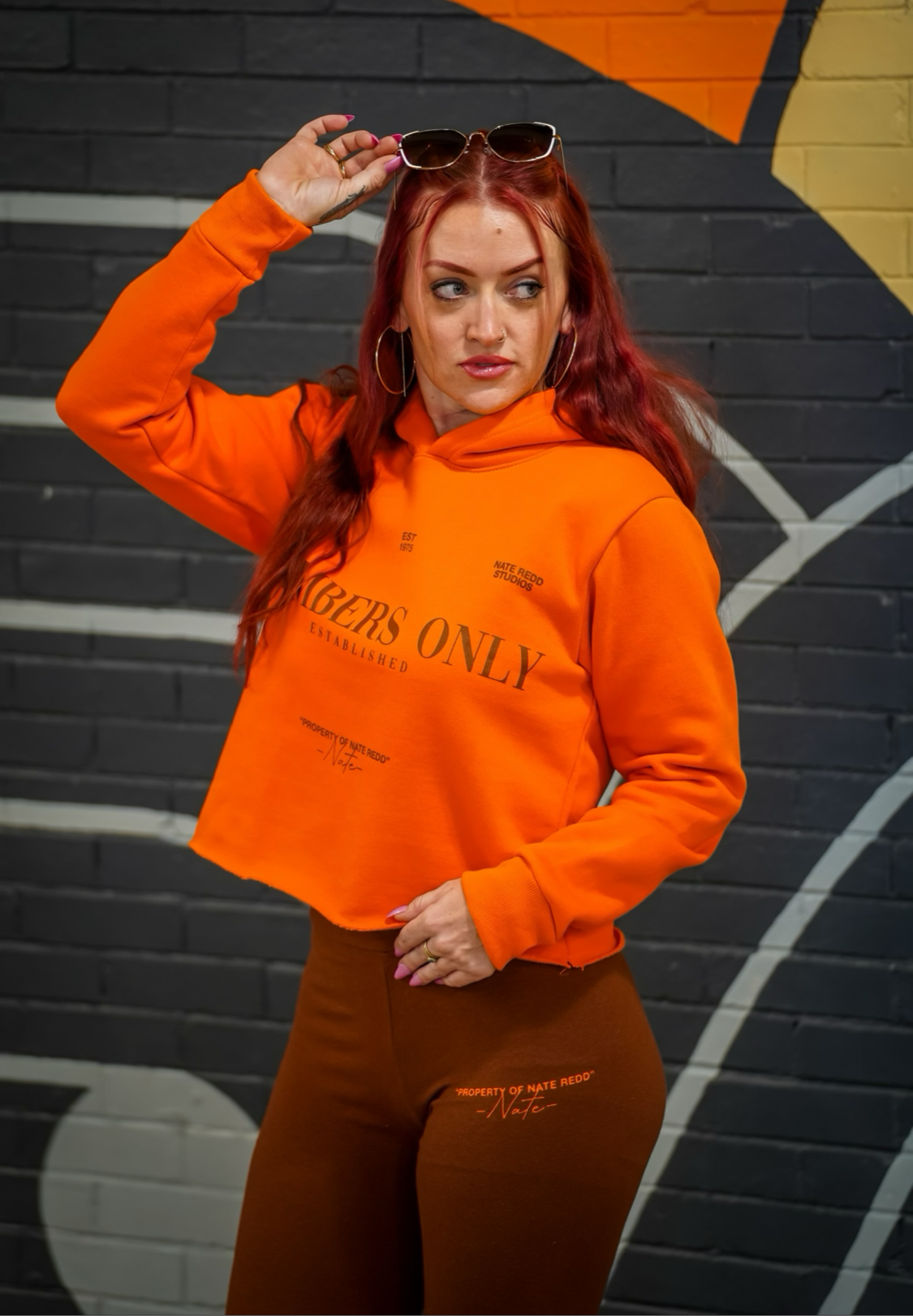 Orange and Brown Nate Redd Members Crop Hoodie only