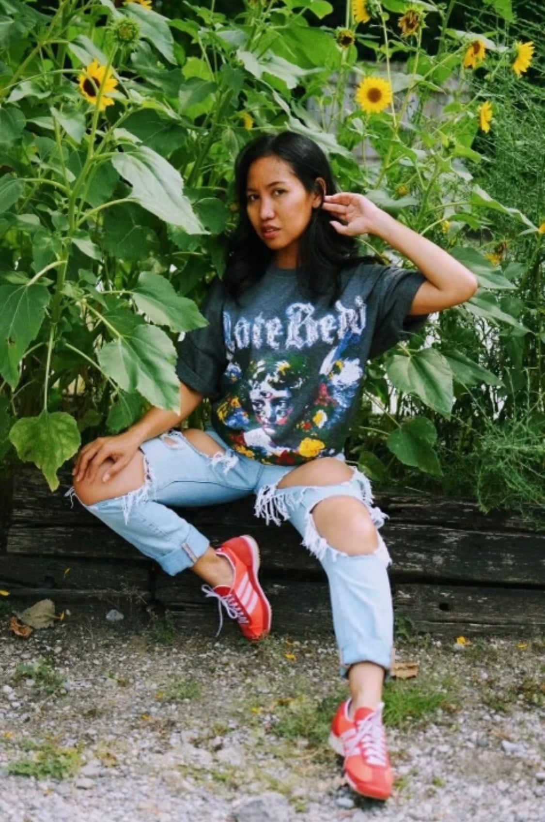 Nate Redd Grey Floral Angel T-Shirt