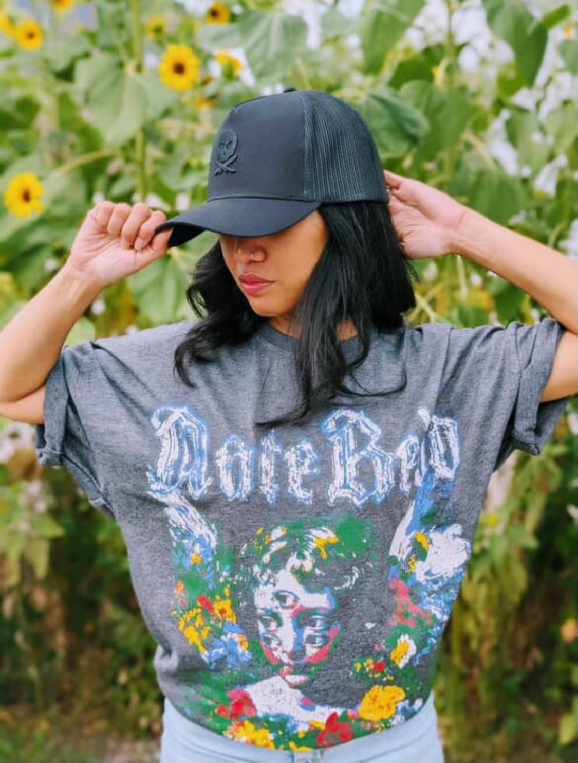 Nate Redd Grey Floral Angel T-Shirt