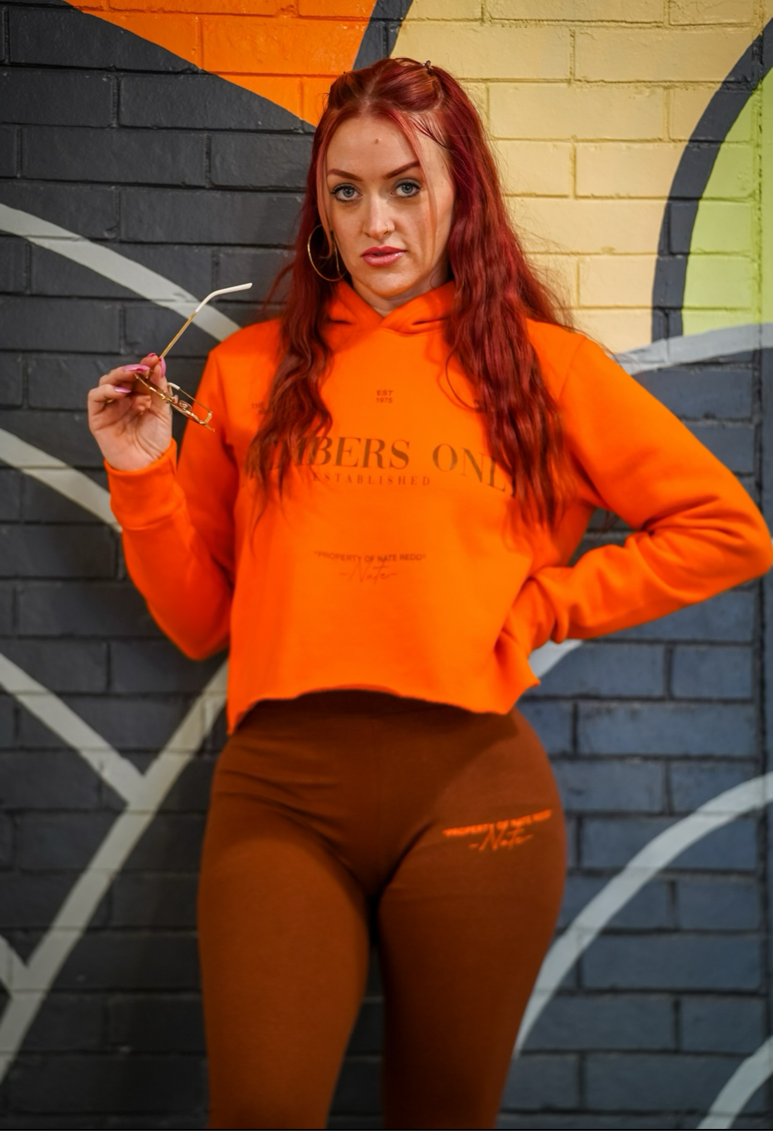 Orange and Brown Nate Redd Members Only Legging and Hoodie Set