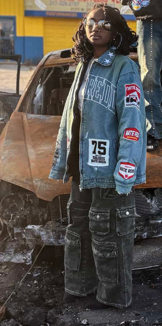 Denim Blue and Black Biker Jackets
