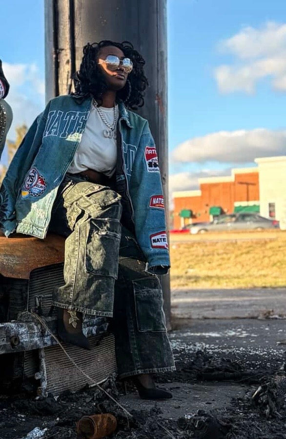 Denim Blue and Black Biker Jackets