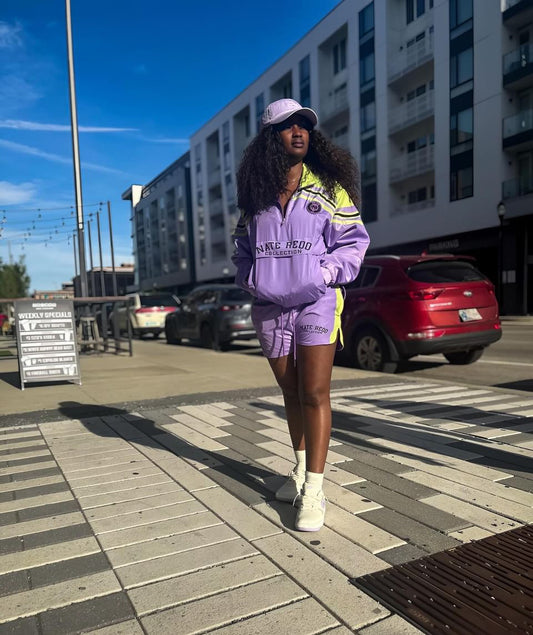 Lavender and Lime Green Short Sweat Suit