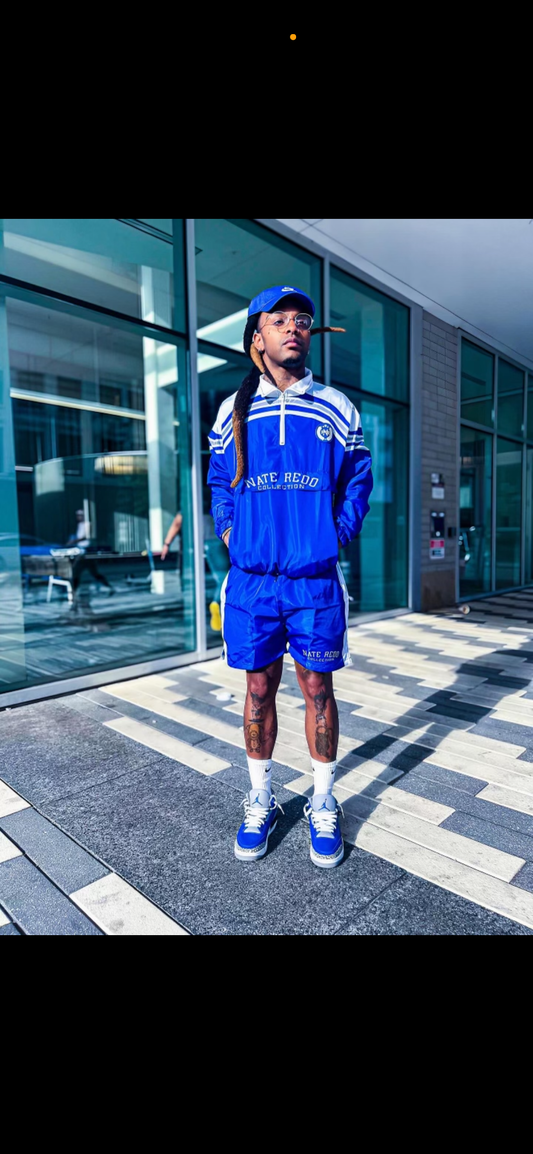 Nate Redd Blue and White Short Sweat-suit