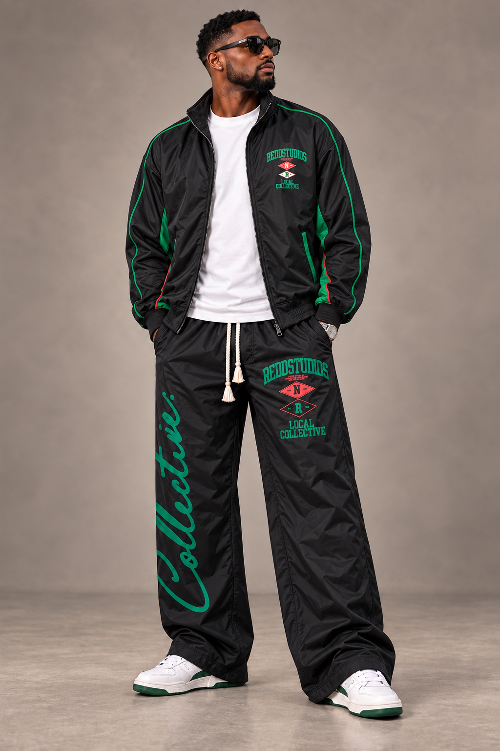 Redd Studios Men’s Black Nylon Tracksuit